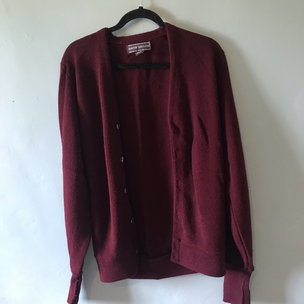 David Taylor Women's Maroon Button-Front Cardigan